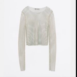 ZARA SHIMMER MESH CROP TOP
